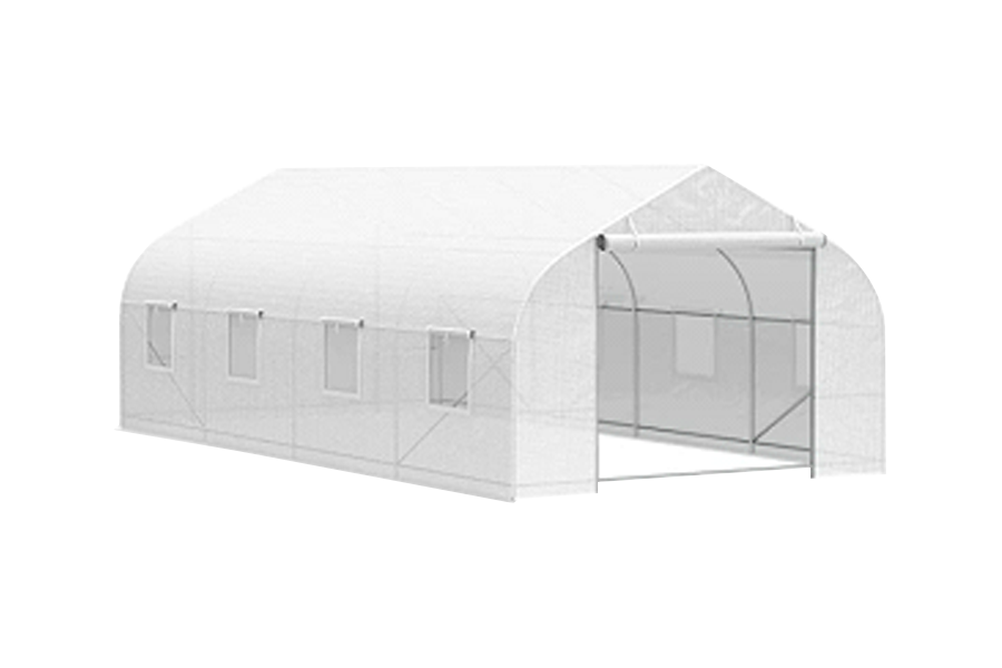 20' x 10' x 7' Tunnel Greenhouse Large Walk-in Warm House Deluxe High GardenHot House with 8 Roll Up Windows & Roll Up Door, Steel Frame, White